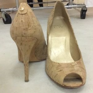 Stuart Weitzman Cork Peep Toe Pump